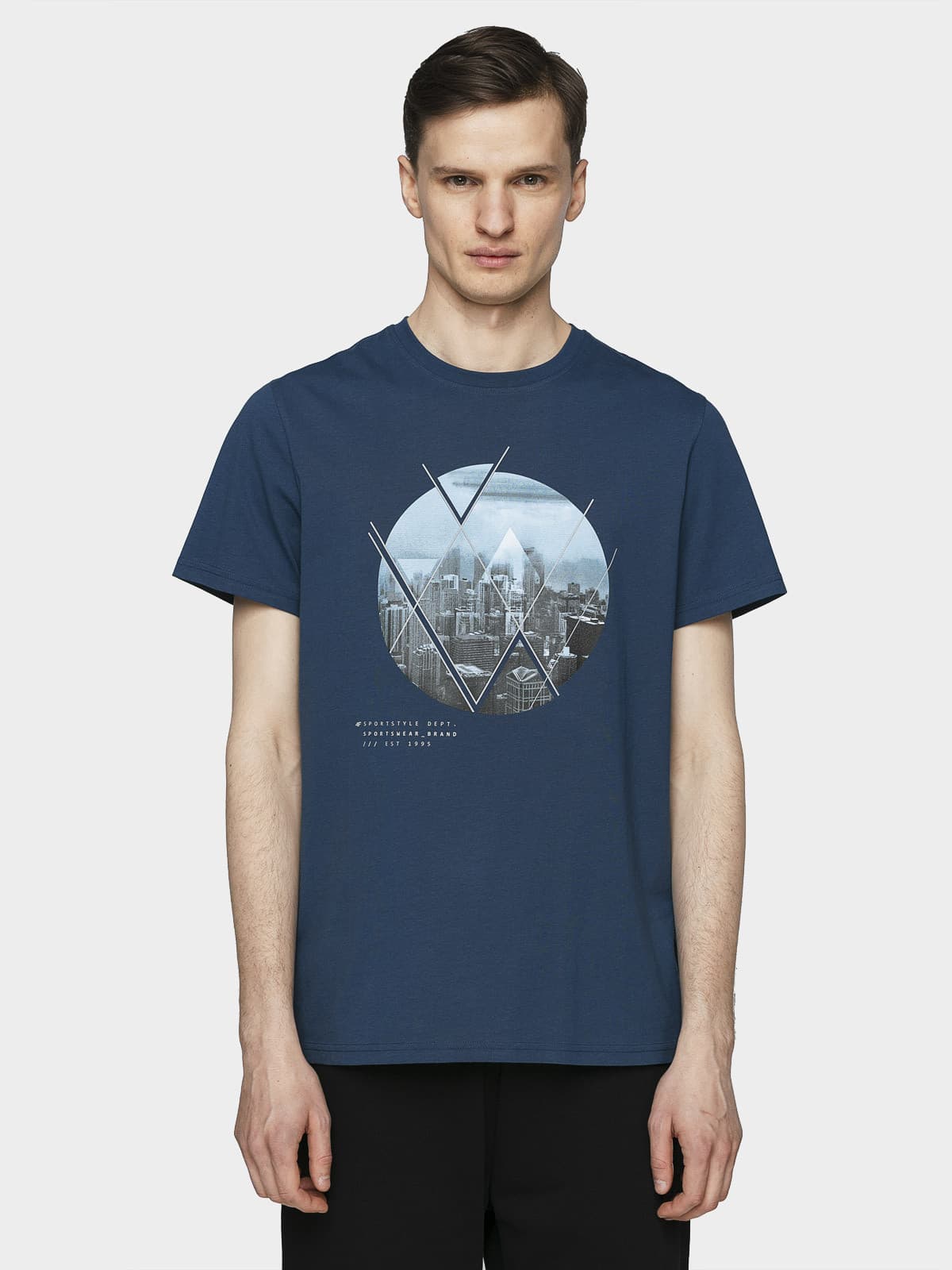 4F H4L21-TSM023 DENIM Pánské tričko US L H4L21-TSM023 DENIM