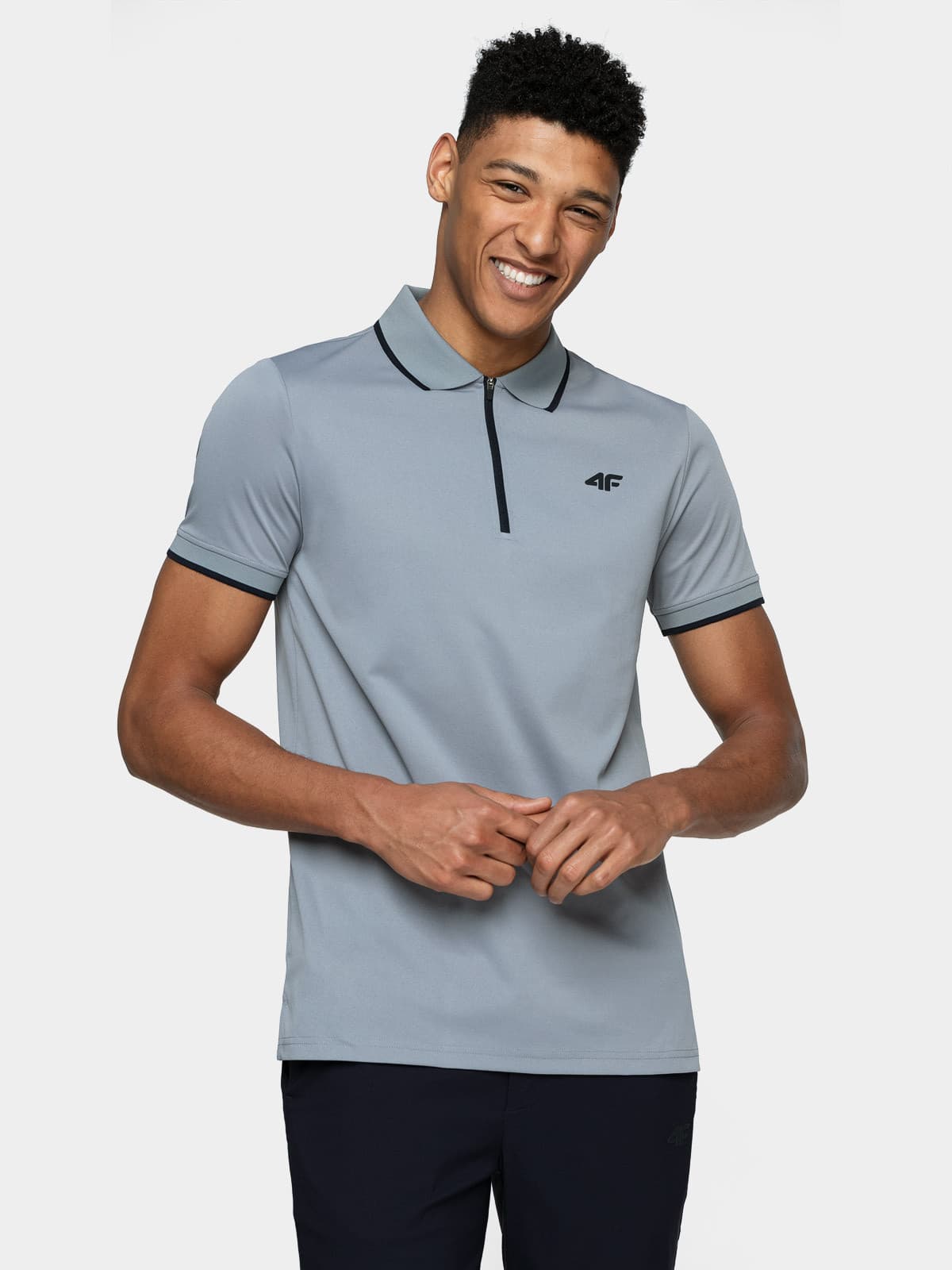 4F H4L21-TSMF081 GREY MELANGE Pánské tričko US XL H4L21-TSMF081 GREY MELANGE