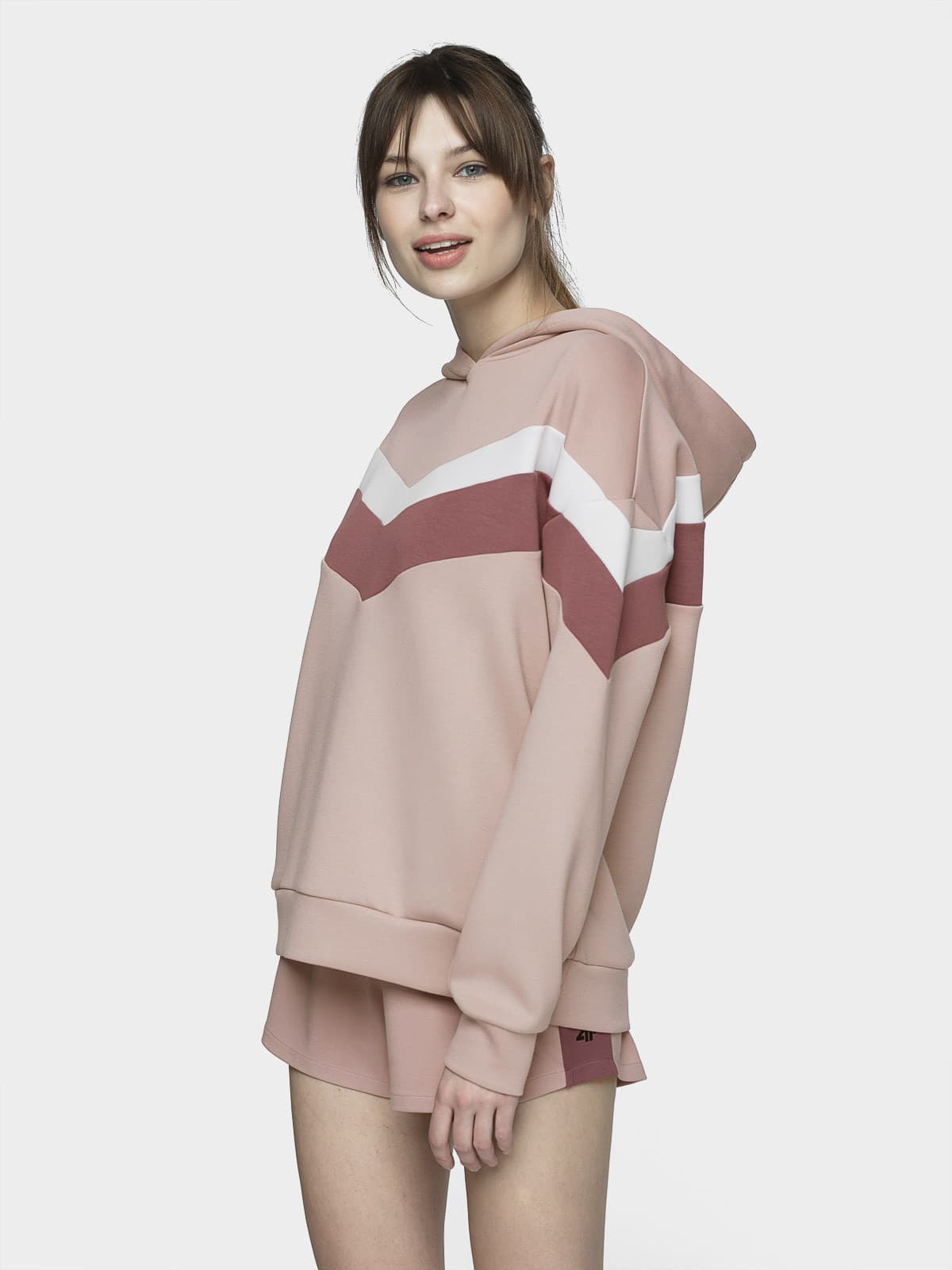 4F H4L21-BLD020 LIGHT PINK Dámská mikina US L H4L21-BLD020 LIGHT PINK