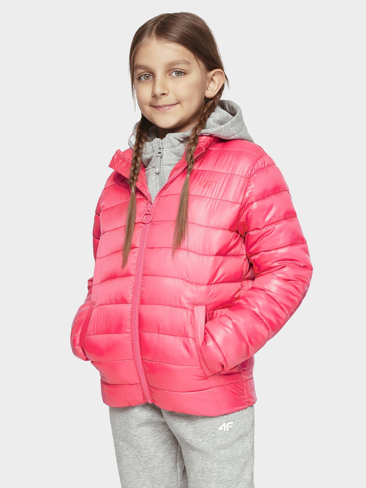 4F HJL21-JKUDP001 DARK PINK Dětská bunda EU 122 HJL21-JKUDP001 DARK PINK
