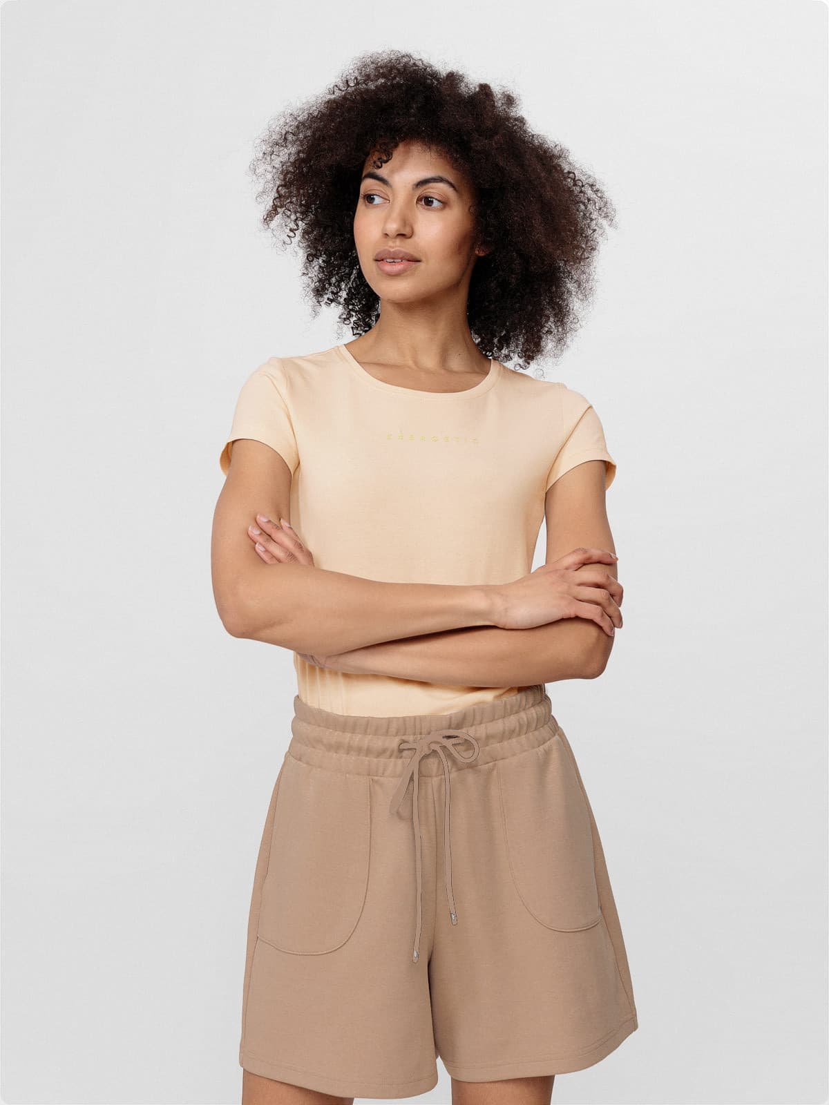 4F H4L22-TSD029 BEIGE Dámské tričko US L H4L22-TSD029 BEIGE - náhled 3