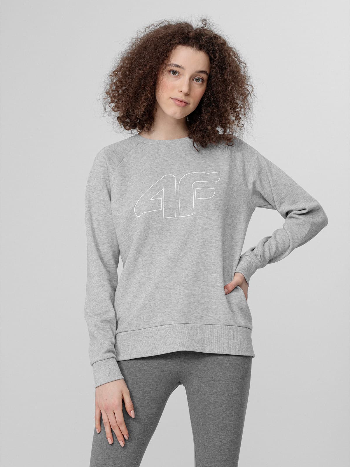 4F H4L22-BLD350 COLD LIGHT GREY MELANGE Dámská mikina US L H4L22-BLD350 LIGHT GREY MEL - náhled 1