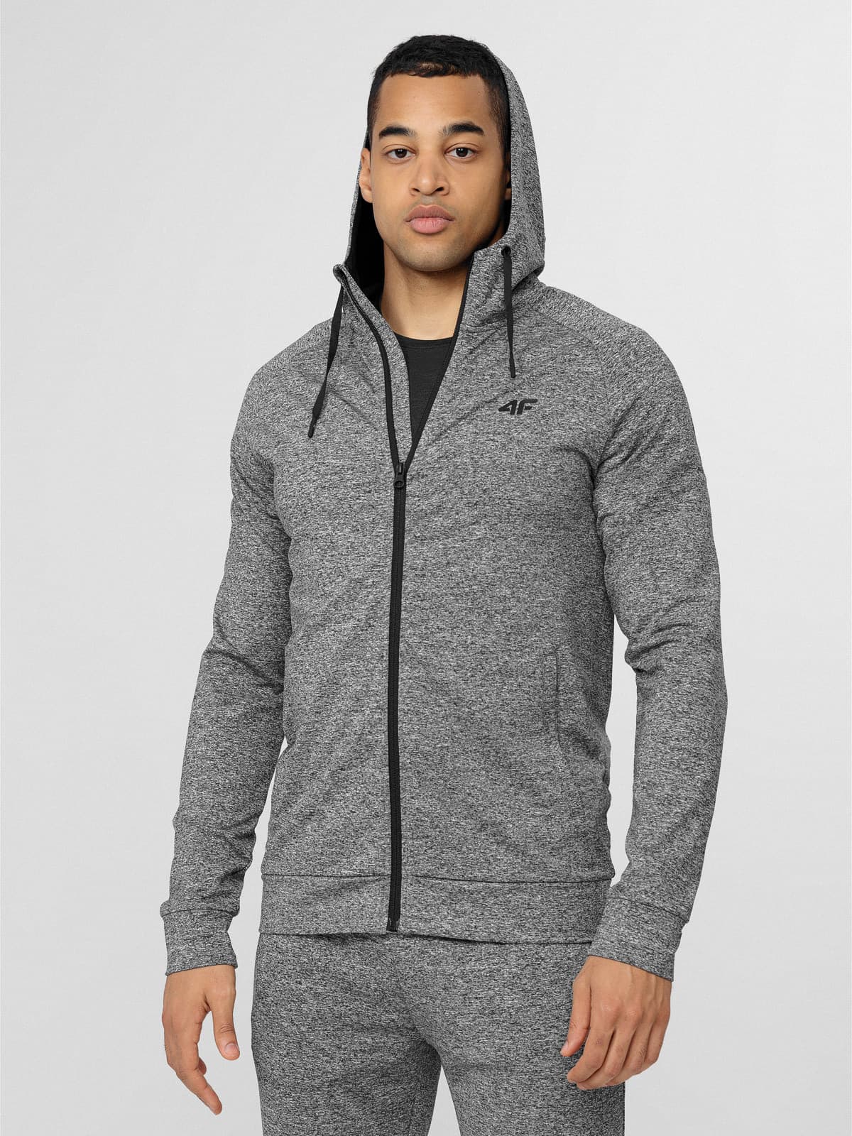 4F H4L22-BLMF350 COLD LIGHT GREY MELANGE Pánská mikina US M H4L22-BLMF350 LIGHT GREY MEL - náhled 3