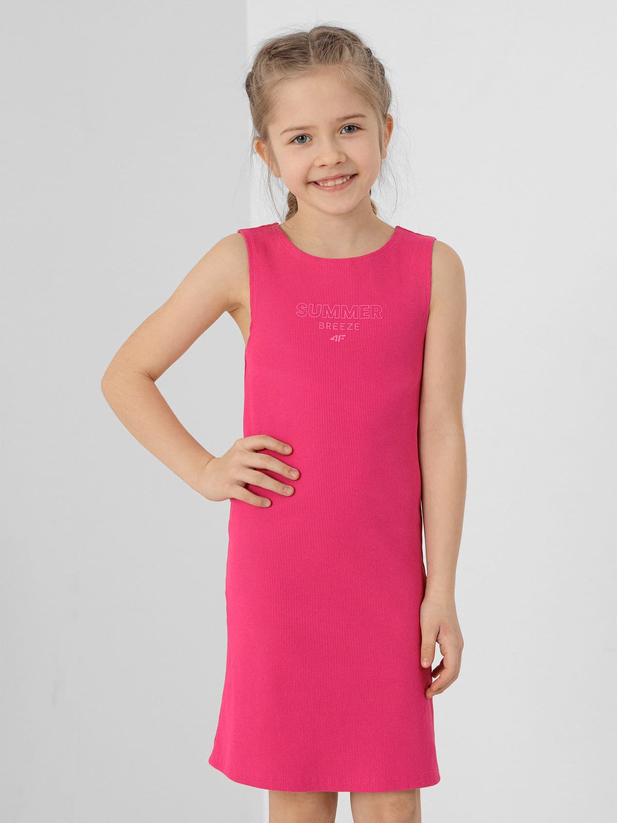 4F HJL22-JSUDD003 HOT PINK Dětské šaty EU 128 HJL22-JSUDD003 HOT PINK - náhled 3
