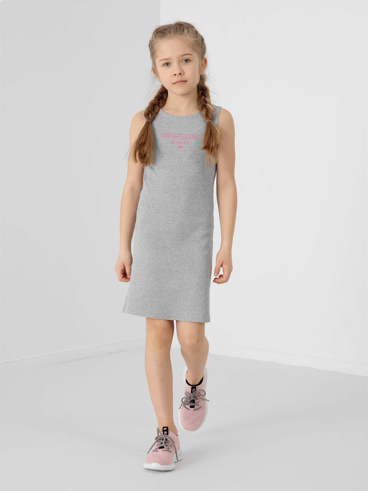 4F HJL22-JSUDD003 COLD LIGHT GREY MELANGE Dětské šaty EU 122 HJL22-JSUDD003 LIGHT GREY MEL - náhled 4