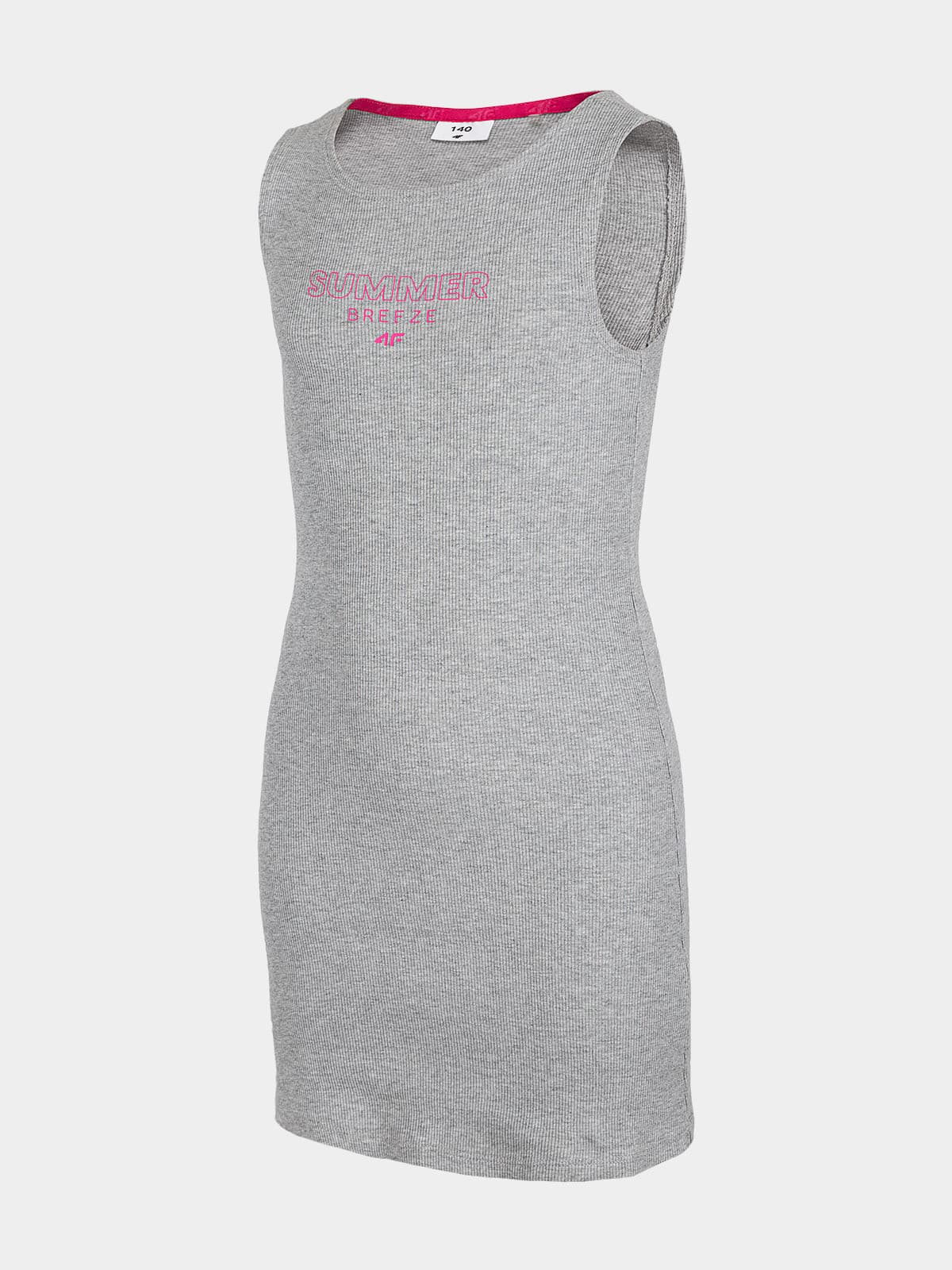 4F HJL22-JSUDD003 COLD LIGHT GREY MELANGE Dětské šaty EU