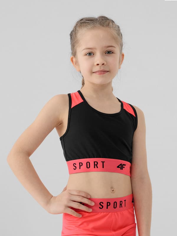 4F HJL22-JTOPD001 DEEP BLACK NEON Dětská sportovní podprsenka EU 146/152 HJL22-JTOPD001 DEEP BLACK NE - náhled 1