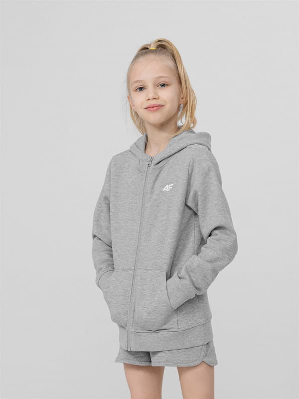 4F HJL22-JBLD001 LIGHT GREY MELANGE Dětská mikina EU 122 HJL22-JBLD001 LIGHT GREY MEL - náhled 3