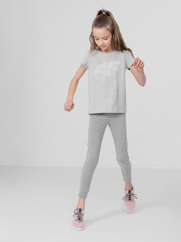 4F HJL22-JLEG001 COLD LIGHT GREY MELANGE Dětské legíny EU 122 HJL22-JLEG001 LIGHT GREY MEL - náhled 3
