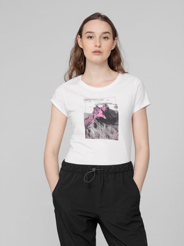 4F H4L22-TSD060 OFF WHITE Dámské tričko US S H4L22-TSD060 OFF WHITE - náhled 3