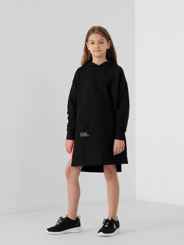 4F HJL22-JSUDD001 DEEP BLACK Dětské šaty EU 128 HJL22-JSUDD001 DEEP BLACK - náhled 4