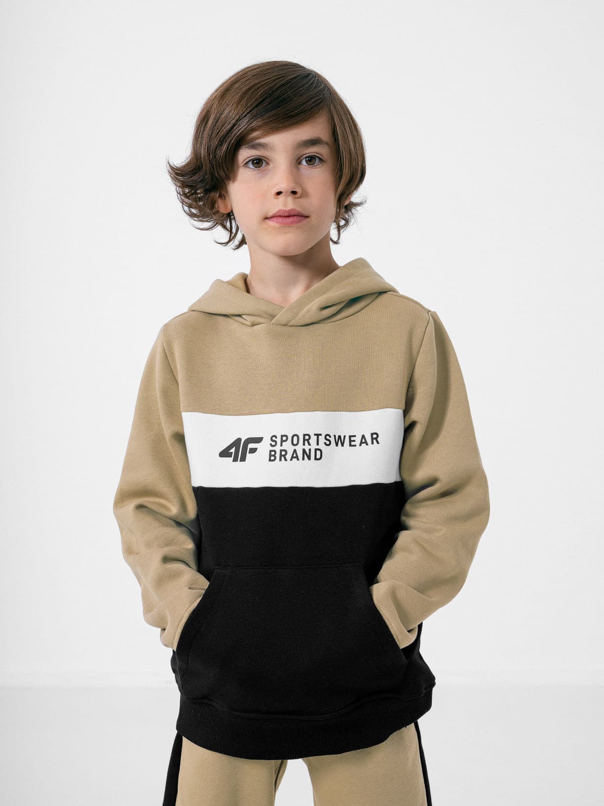 4F HJZ22-JBLM003 LIGHT BROWN Dětská mikina EU 122 HJZ22-JBLM003 LIGHT BROWN - náhled 3