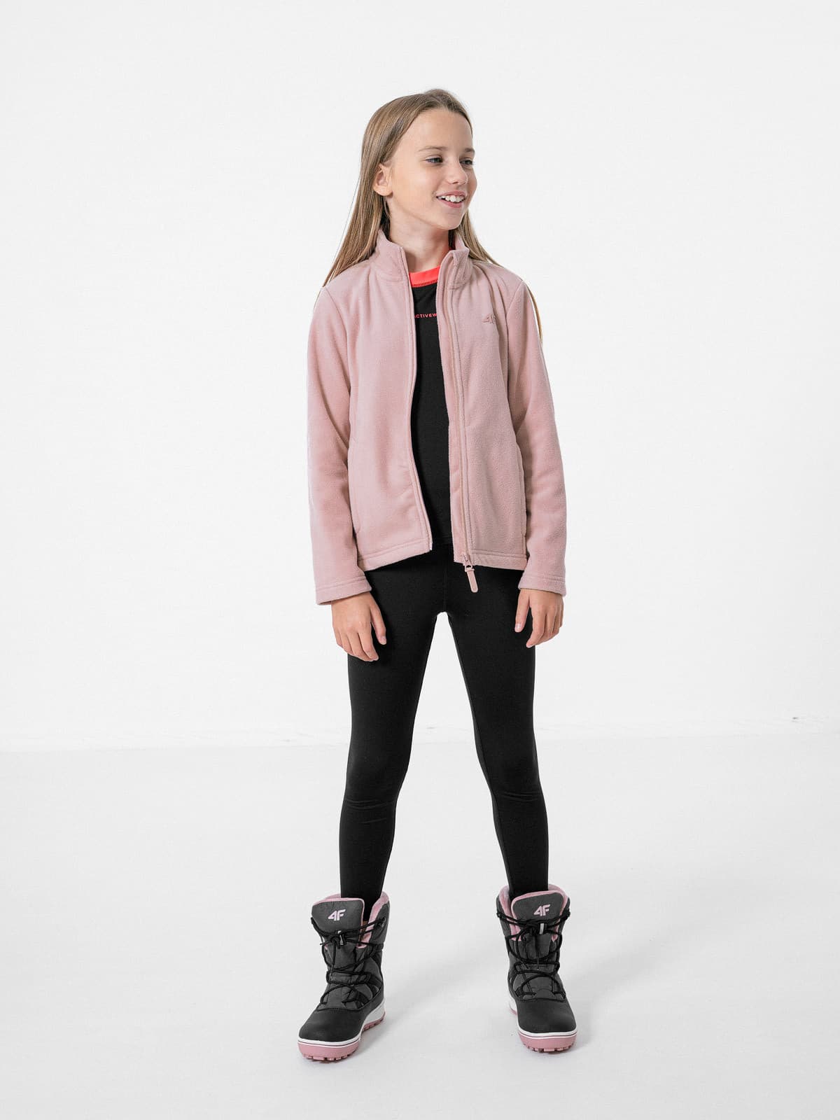 4F HJZ22-JPLD001 LIGHT PINK Dětská fleecová mikina EU 164 HJZ22-JPLD001 LIGHT PINK - náhled 3