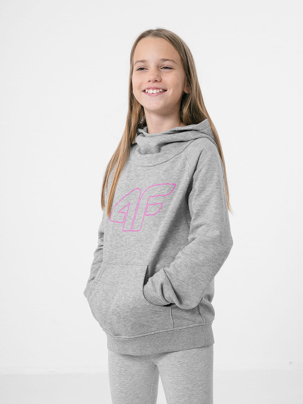 4F HJZ22-JBLD002 GREY MELANGE Dětská mikina EU 122 HJZ22-JBLD002 GREY MELANGE - náhled 4