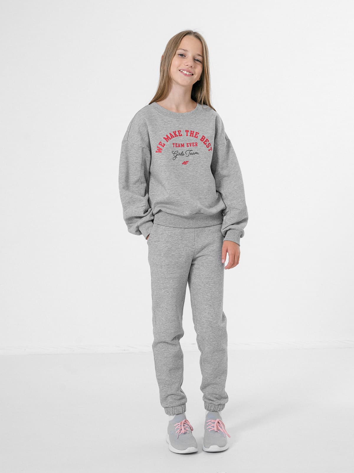 4F HJZ22-JBLD005 COLD LIGHT GREY MELANGE Dětská mikina EU 122 HJZ22-JBLD005 COLD LI GREY M - náhled 3