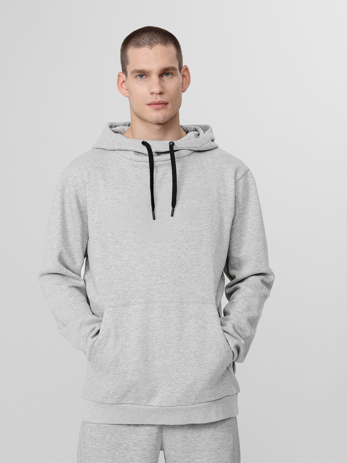 4F H4Z22-BLM352 COLD LIGHT GREY MELANGE Pánská mikina US L H4Z22-BLM352 COLD L GREY M - náhled 3