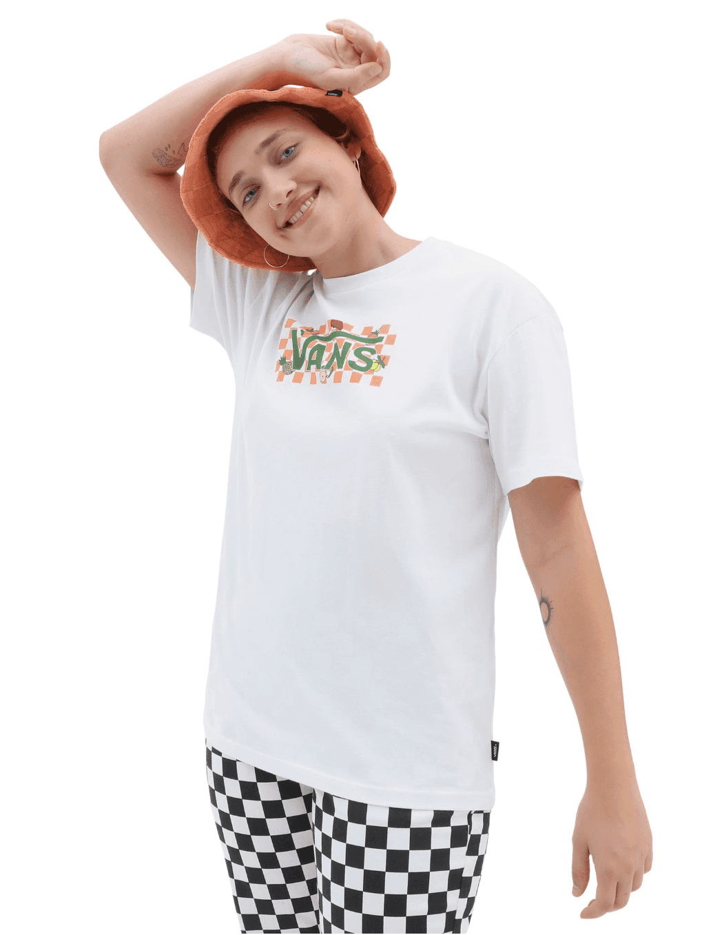 Vans FRUIT CHECKERBOARD BOX LOGO OVERSIZED Dámské tričko US L VN0003V8WHT1 - náhled 3