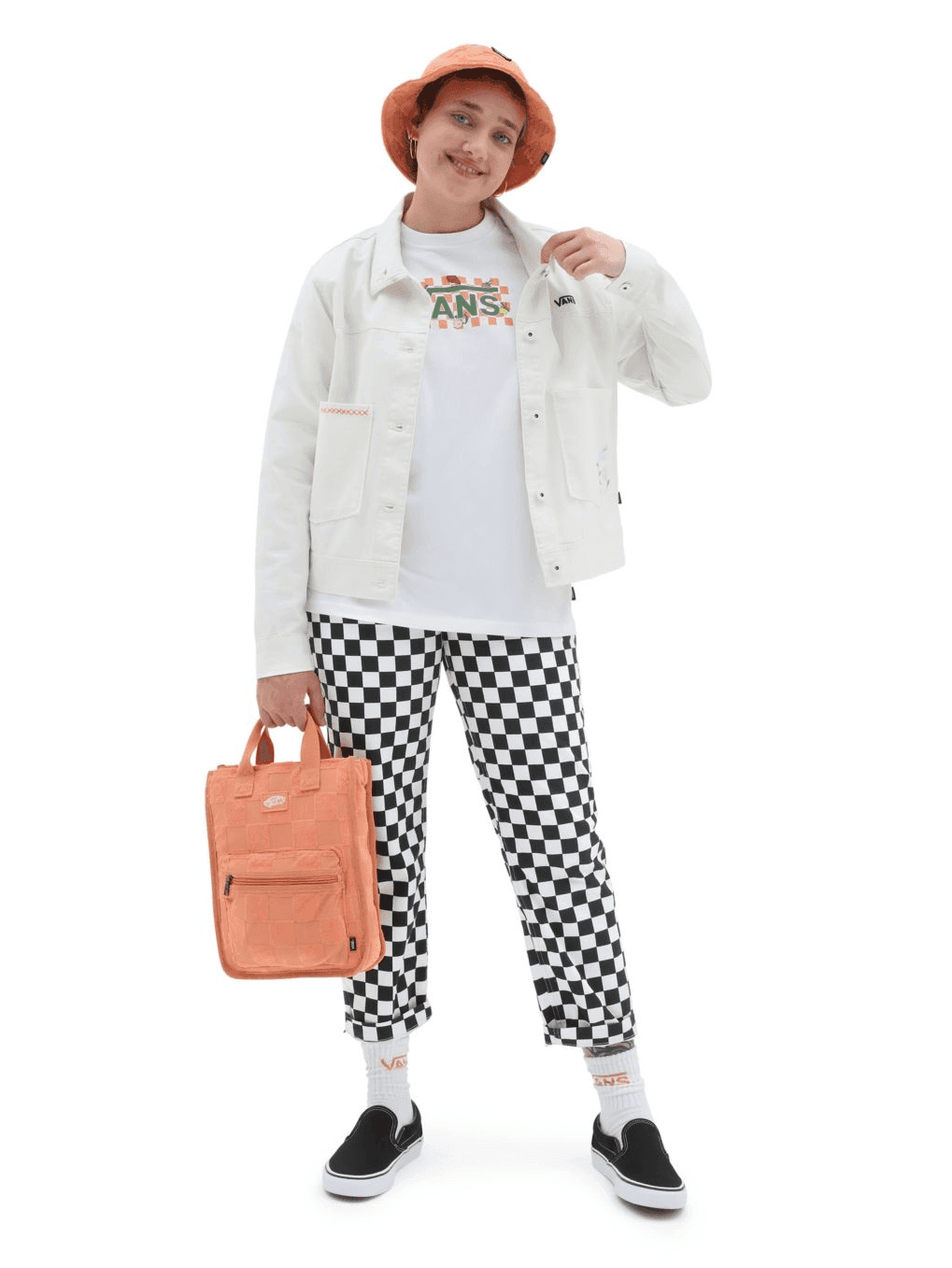 Vans FRUIT CHECKERBOARD BOX LOGO OVERSIZED Dámské tričko US L VN0003V8WHT1 - náhled 5