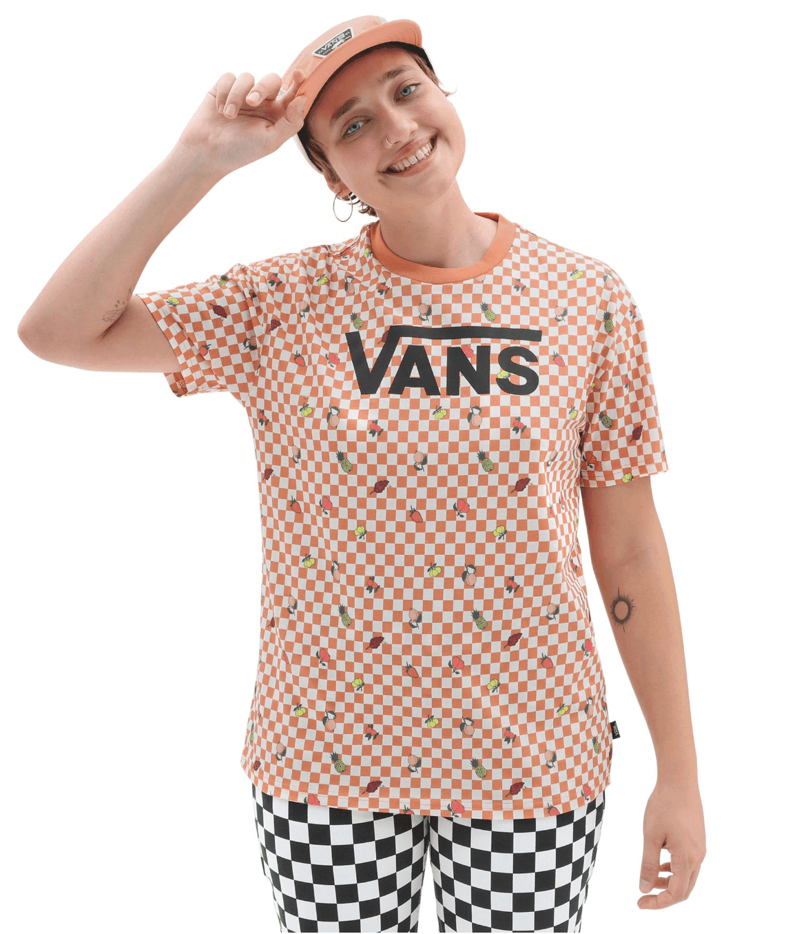 Vans FRUIT CHECKERBOARD OVERSIZED Dámské tričko US L VN0003V6BM51 - náhled 3