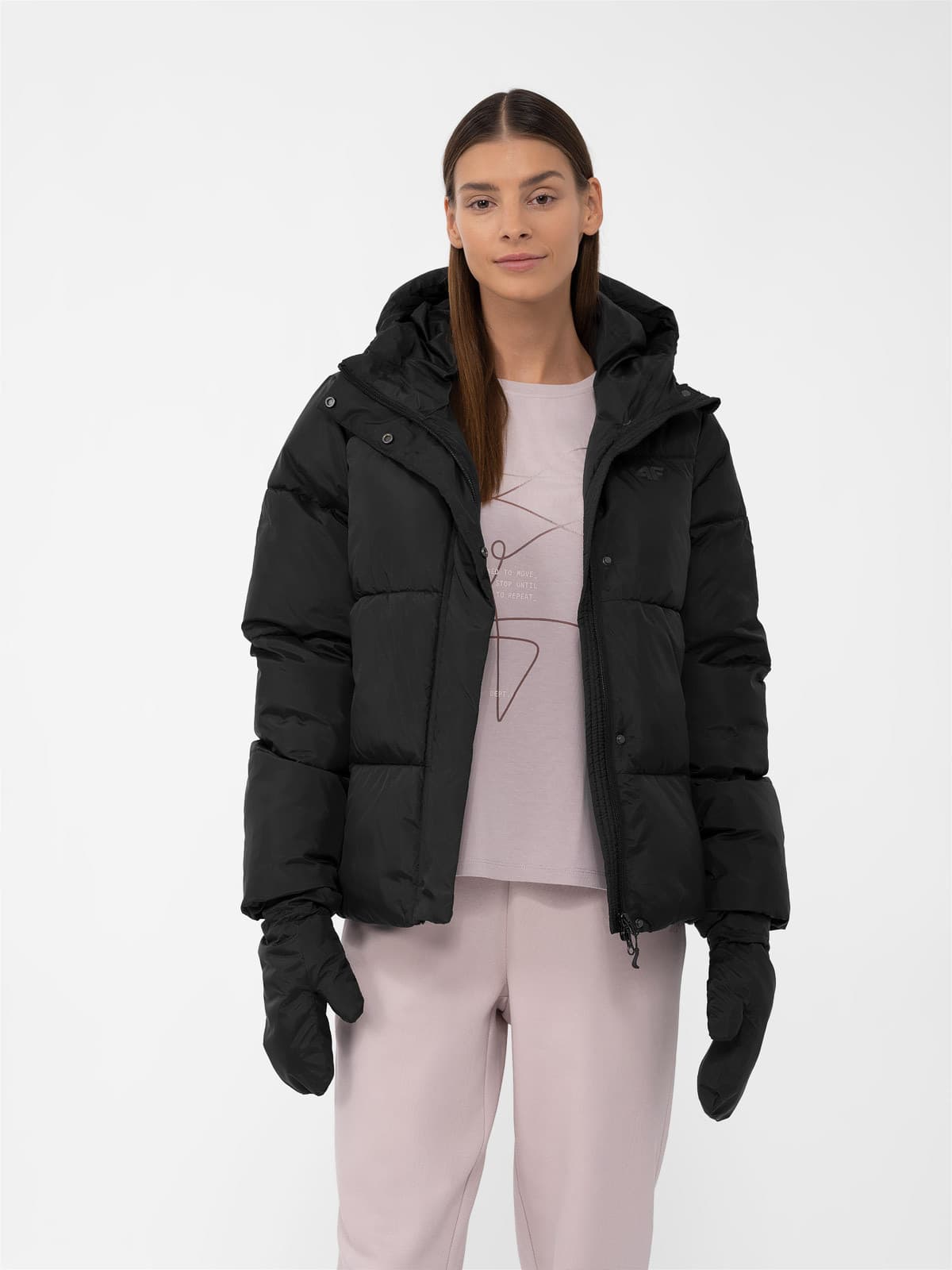 4F 4FAW23TDJAF234 DEEP BLACK Dámská bunda s rukavicemi US XL 4FAW23TDJAF234 DEEP BLACK - náhled 1