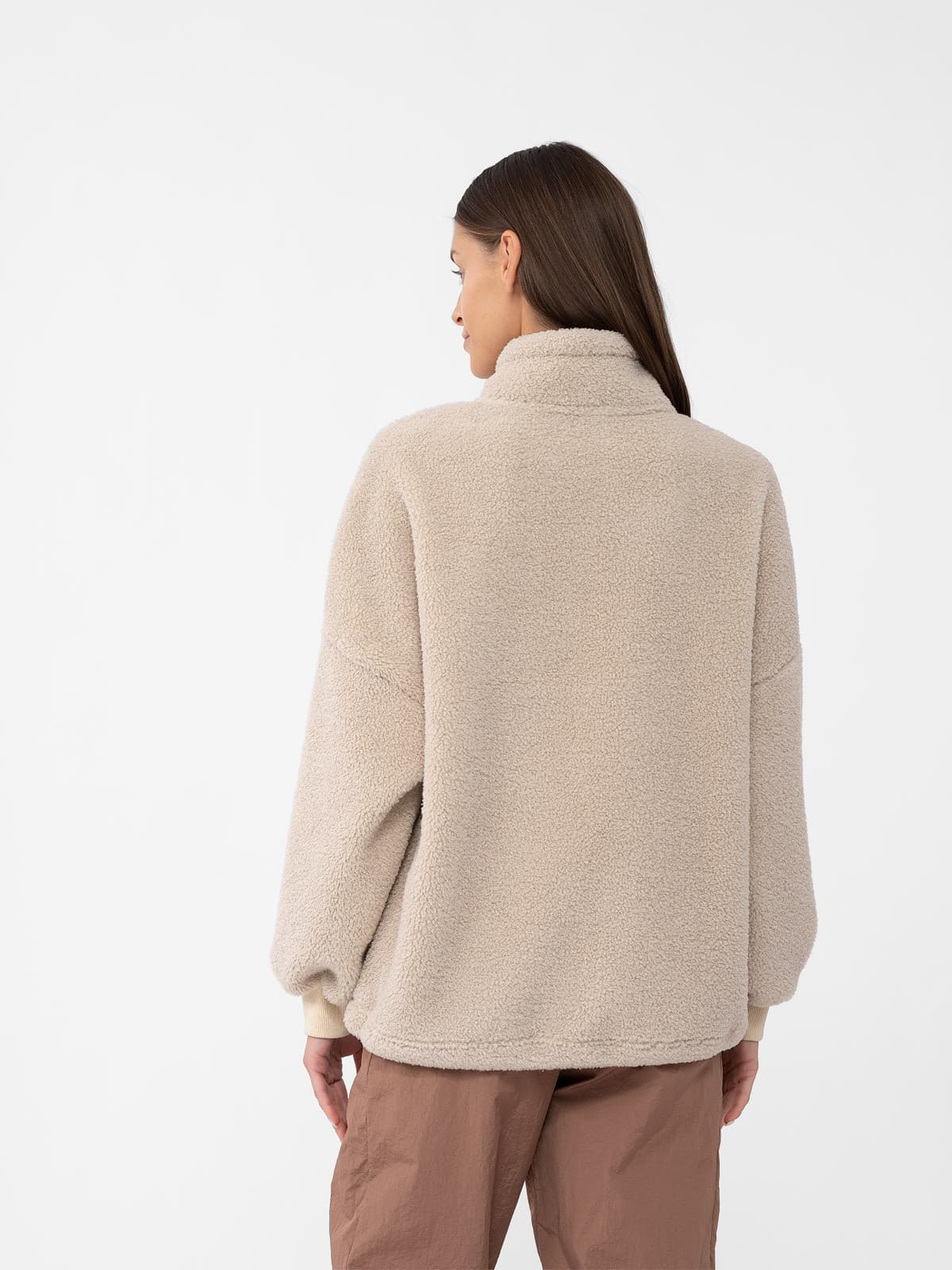 4F 4FAW23TFLEF140 BEIGE Dámská fleecová mikina US L 4FAW23TFLEF140 BEIGE - náhled 2