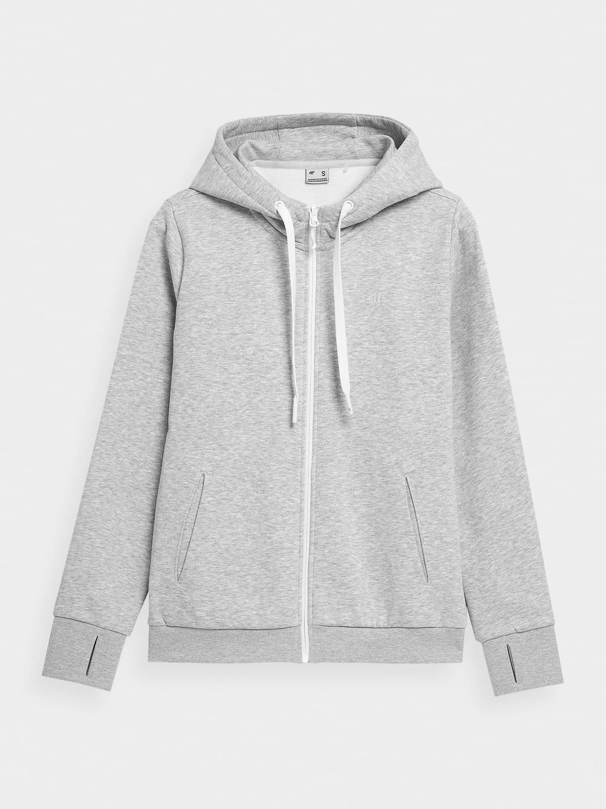 4F 4FAW23TSWSF0730 COLD LIGHT GREY MELANGE Dámská mikina US L 4FAW23TSWSF0730 CO LI GREY MEL