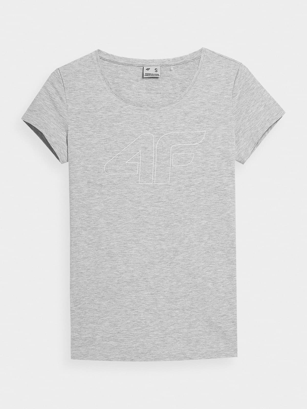 4F 4FAW23TTSHF0907 COLD LIGHT GREY MELANGE Dámské tričko US L 4FAW23TTSHF0907 CO LI GREY MEL