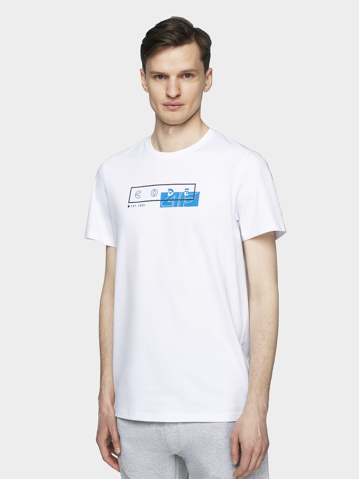 4F H4L21-TSM021 WHITE Pánské tričko US L H4L21-TSM021 WHITE