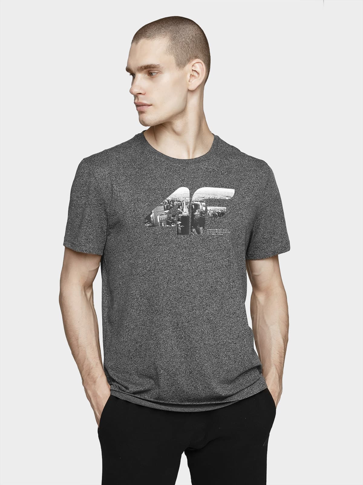 4F H4L21-TSM024 DARK GREY SALT Pánské tričko US M H4L21-TSM024 DARK GREY SALT