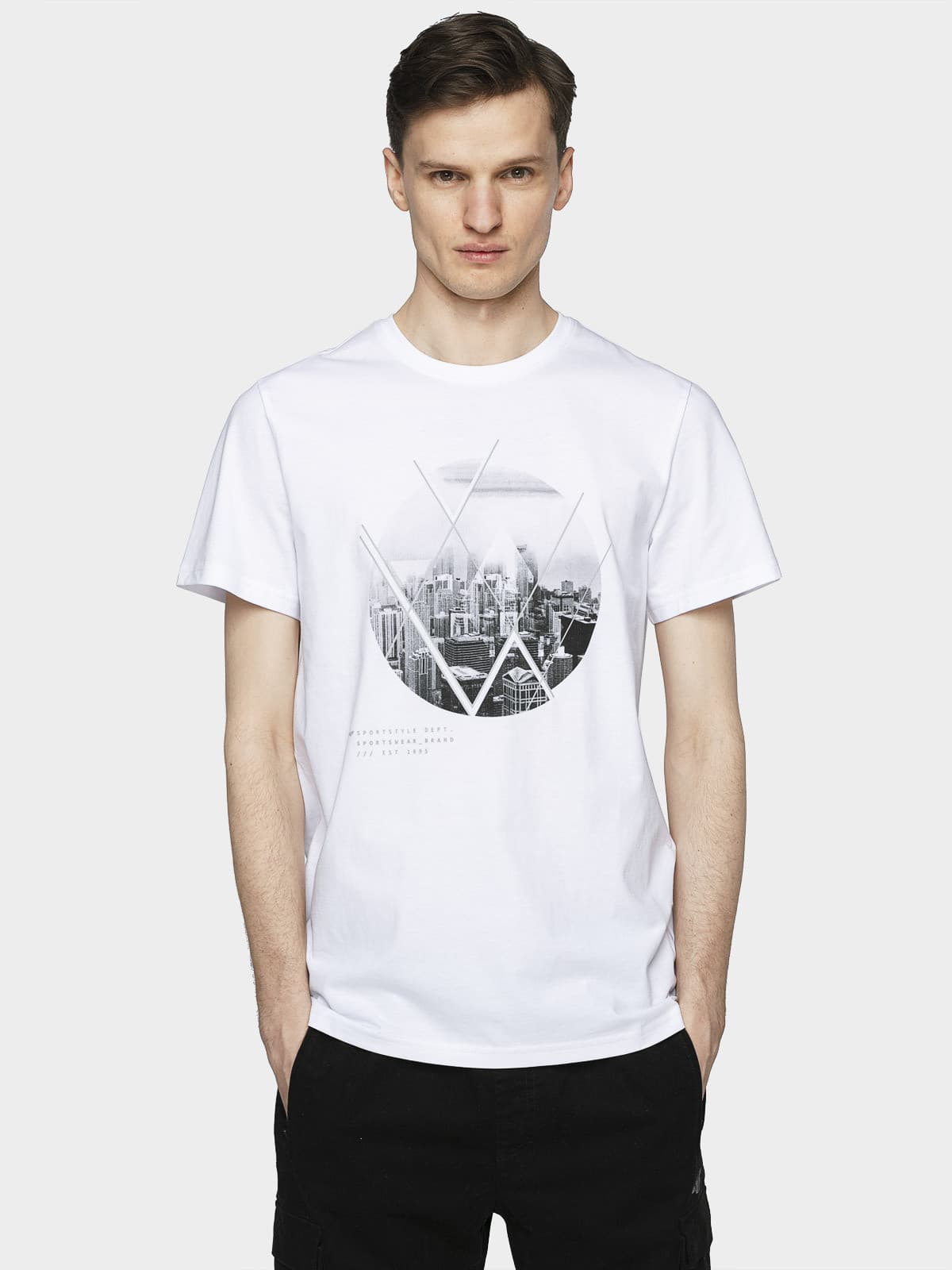 4F H4L21-TSM023 WHITE Pánské tričko US M H4L21-TSM023 WHITE