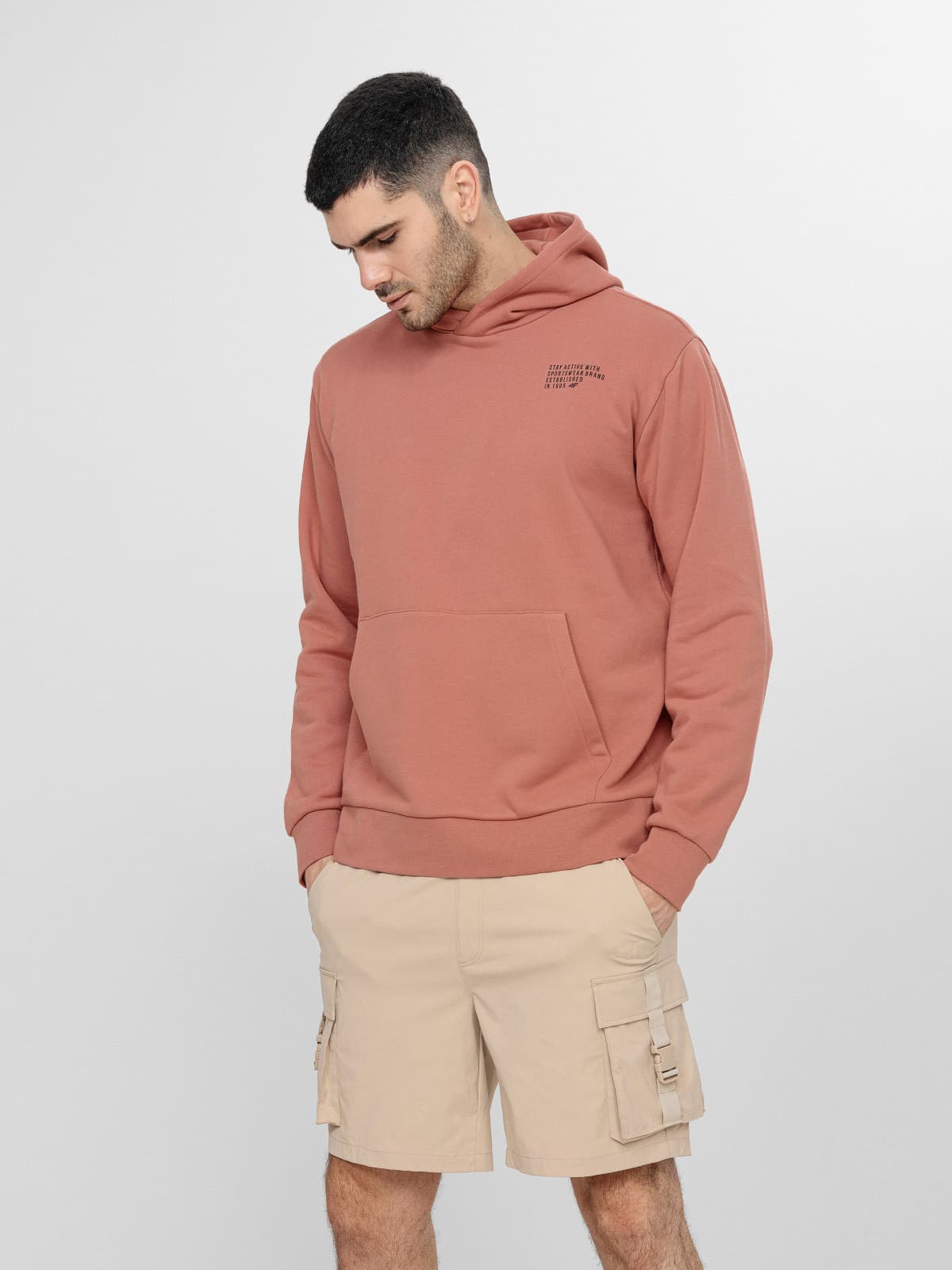 4F H4L22-BLM022 PALE CORAL Pánská mikina US 3XL H4L22-BLM022 PALE CORAL - náhled 1