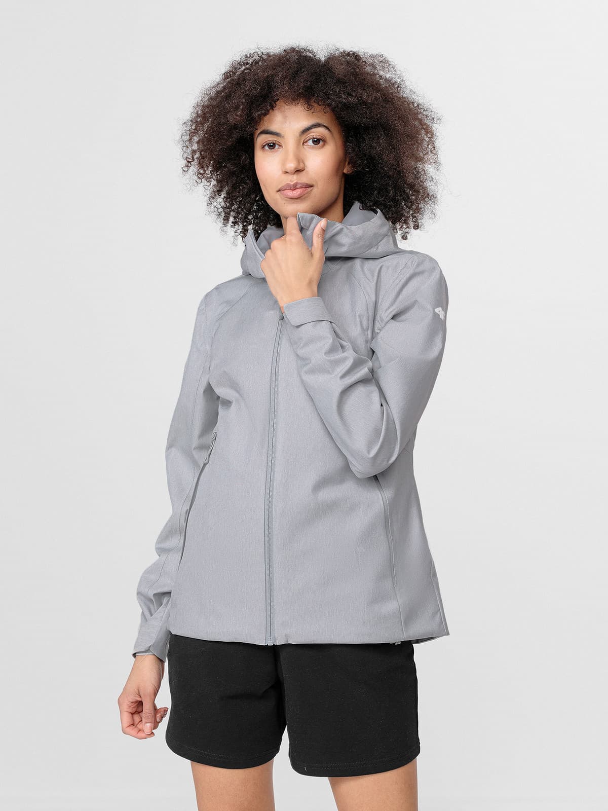 4F H4L22-KUD001 COLD LIGHT GREY MELANGE Dámská bunda US L H4L22-KUD001 LIGHT GREY MEL - náhled 3