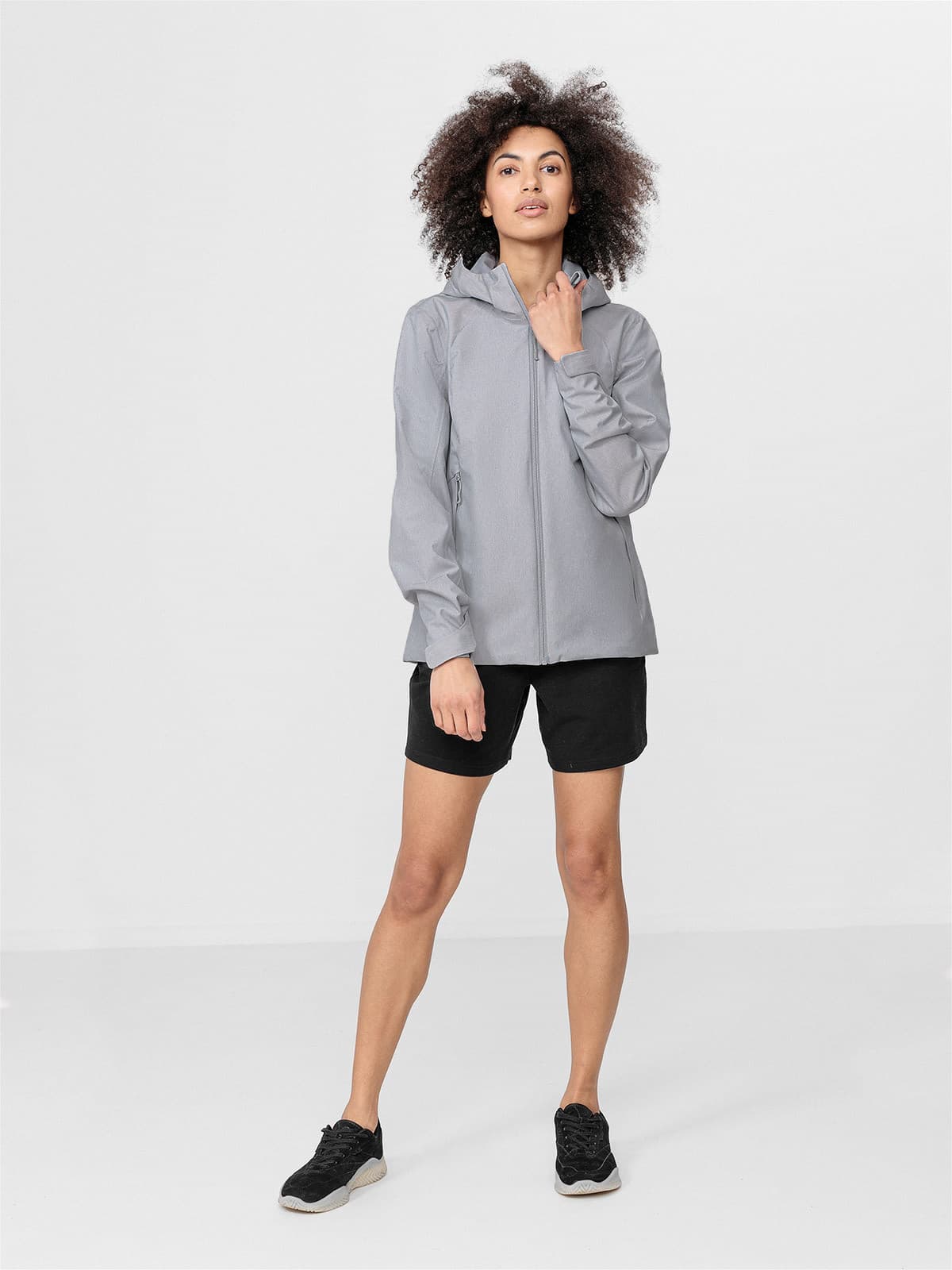 4F H4L22-KUD001 COLD LIGHT GREY MELANGE Dámská bunda US L H4L22-KUD001 LIGHT GREY MEL - náhled 4