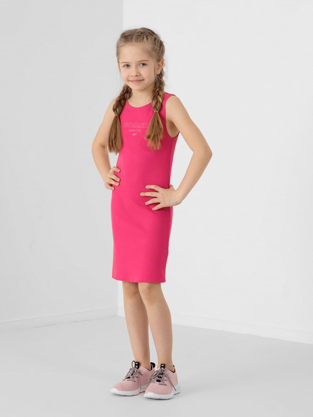 4F HJL22-JSUDD003 HOT PINK Dětské šaty EU 128 HJL22-JSUDD003 HOT PINK - náhled 4