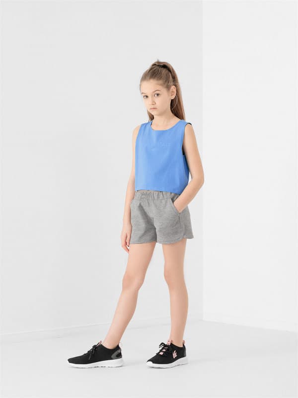 4F HJL22-JSKDD002 COLD LIGHT GREY MELANGE Dětské kraťasy EU 122 HJL22-JSKDD002 LIGHT GREY MEL - náhled 3