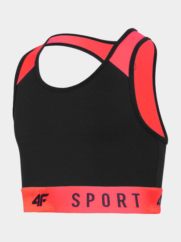 4F HJL22-JTOPD001 DEEP BLACK NEON Dětská sportovní podprsenka EU 146/152 HJL22-JTOPD001 DEEP BLACK NE - náhled 3