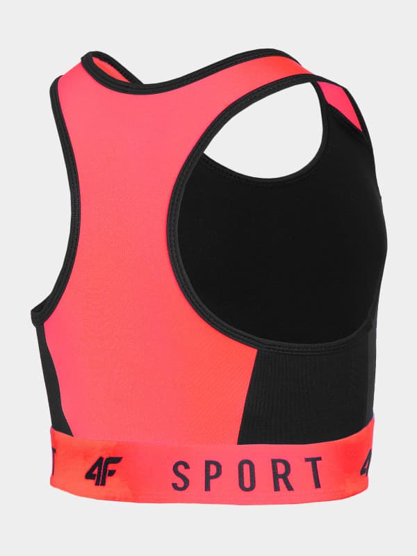 4F HJL22-JTOPD001 DEEP BLACK NEON Dětská sportovní podprsenka EU 146/152 HJL22-JTOPD001 DEEP BLACK NE - náhled 4