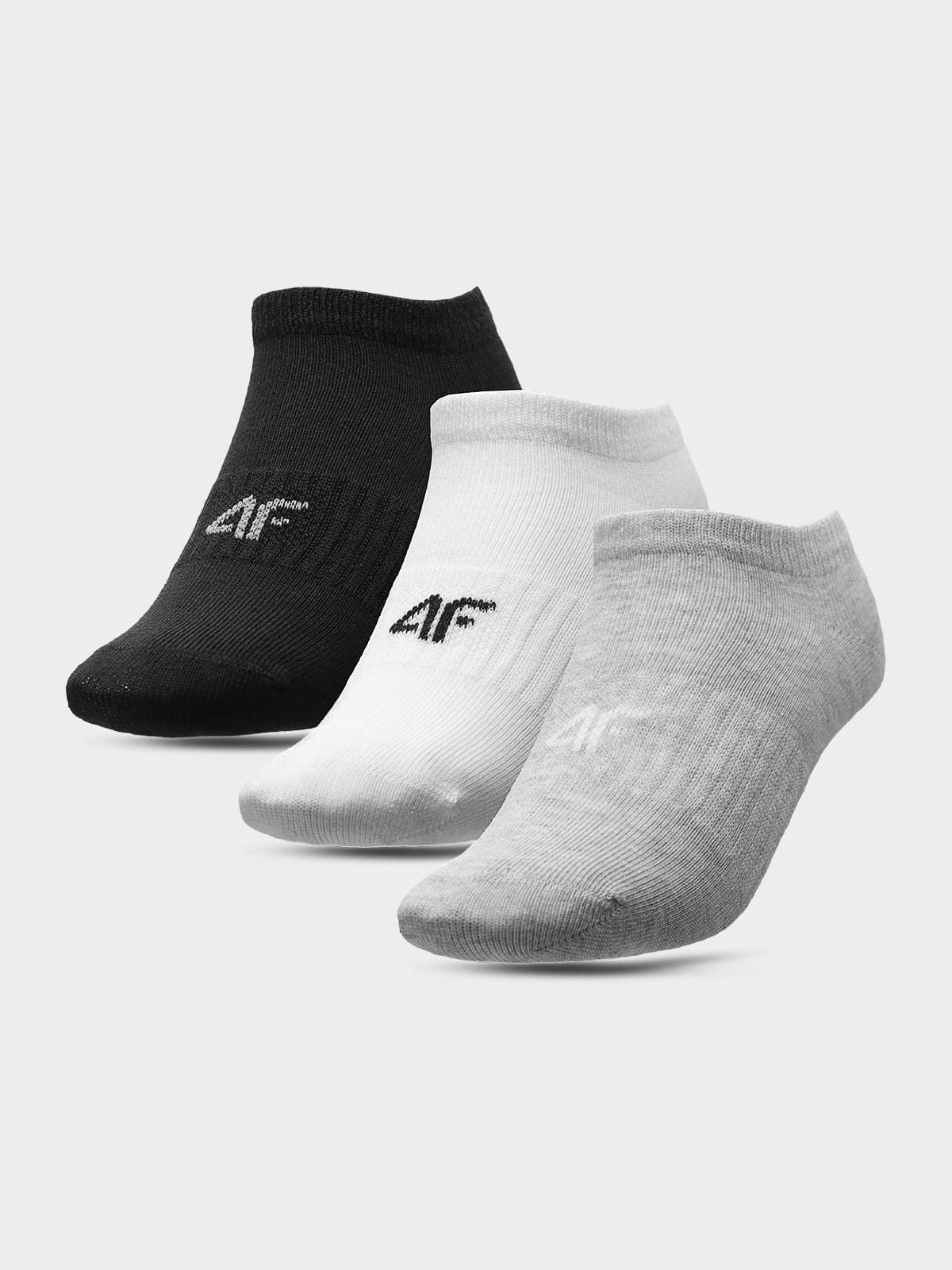 4F HJL22-JSOD001 COLD LIGHT GREY MELANGE+WHITE+DEEP BLACK Ponožky EU