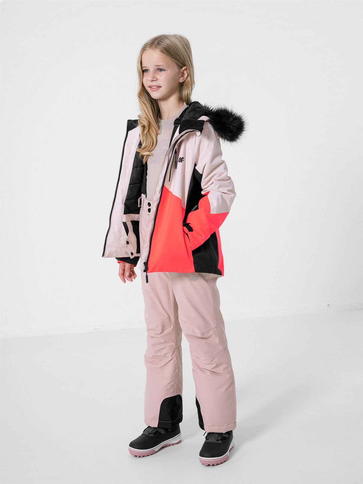 4F HJZ22-JKUDN003 LIGHT PINK Dětská lyžařská bunda EU 122 HJZ22-JKUDN003 LIGHT PINK - náhled 3