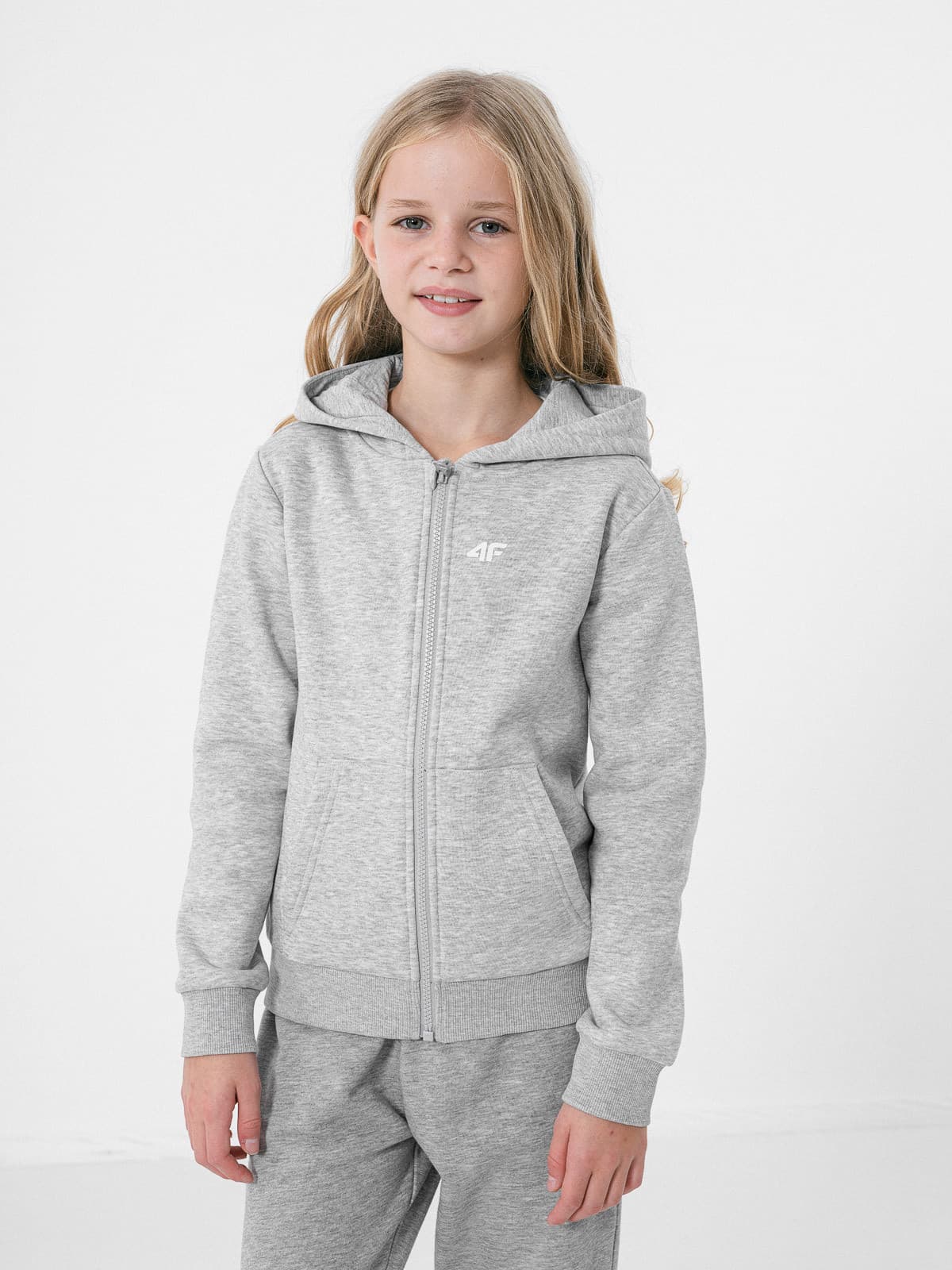 4F HJZ22-JBLD001 GREY MELANGE Dětská mikina EU 122 HJZ22-JBLD001 GREY MELANGE - náhled 4
