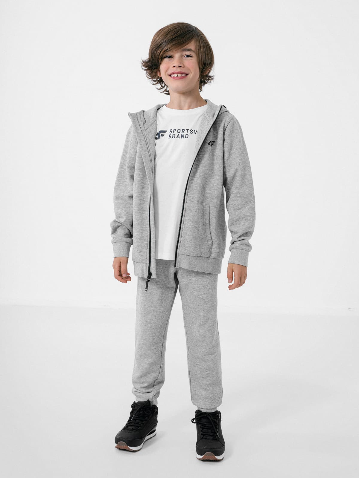 4F HJZ22-JBLM001 COLD LIGHT GREY MELANGE Dětská mikina EU 122 HJZ22-JBLM001 CO LIG GREY ME - náhled 4