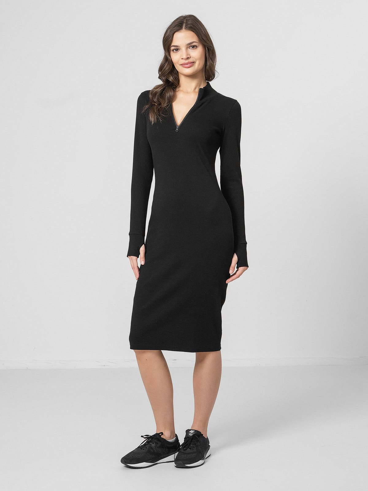 4F H4Z22-SUDD012 DEEP BLACK Dámské šaty US S H4Z22-SUDD012 DEEP BLACK - náhled 3