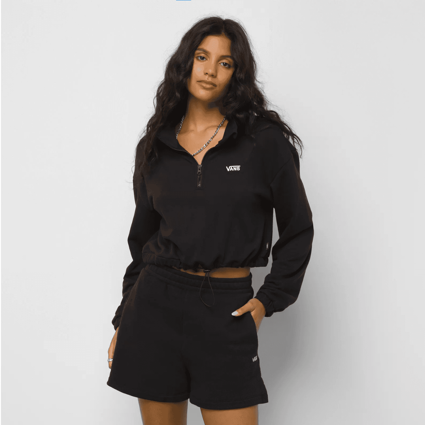 Vans WM LEFT CHEST HALF ZIP FLEECE Dámská mikina US L VN0A4R97BLK1 - náhled 3