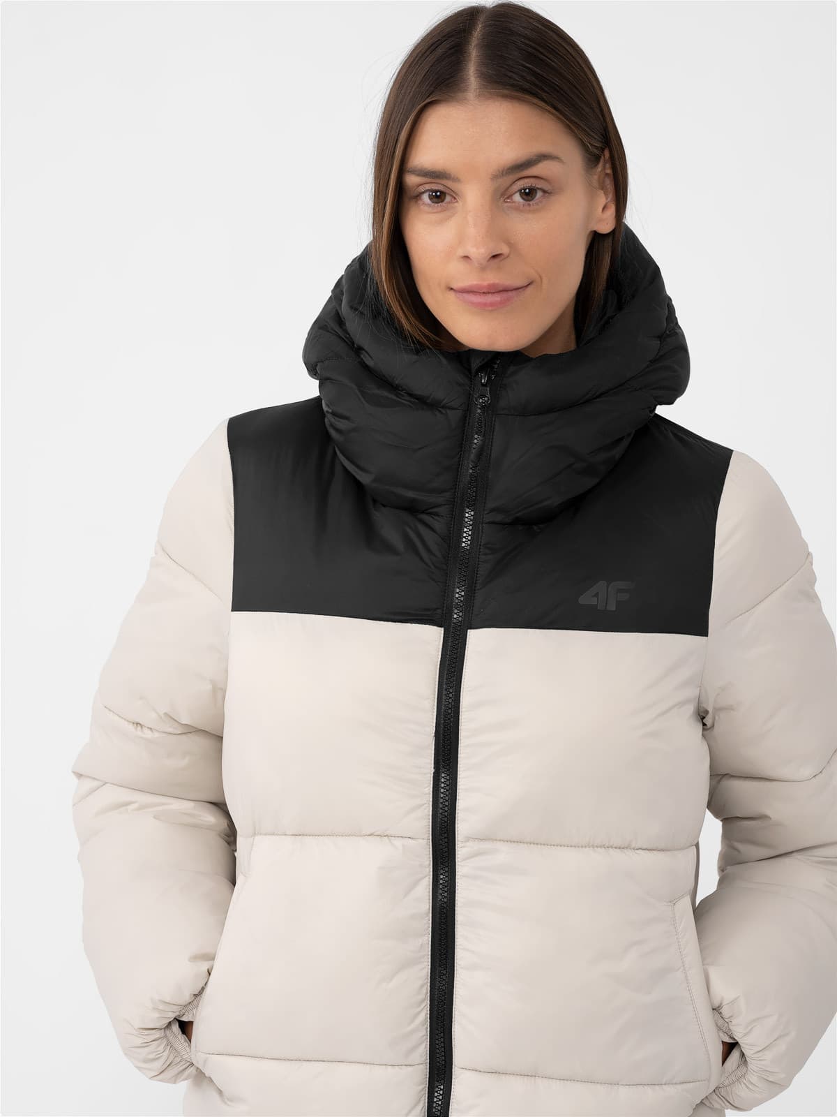 4F 4FAW23TDJAF230 BEIGE Dámská bunda US L 4FAW23TDJAF230 BEIGE - náhled 3