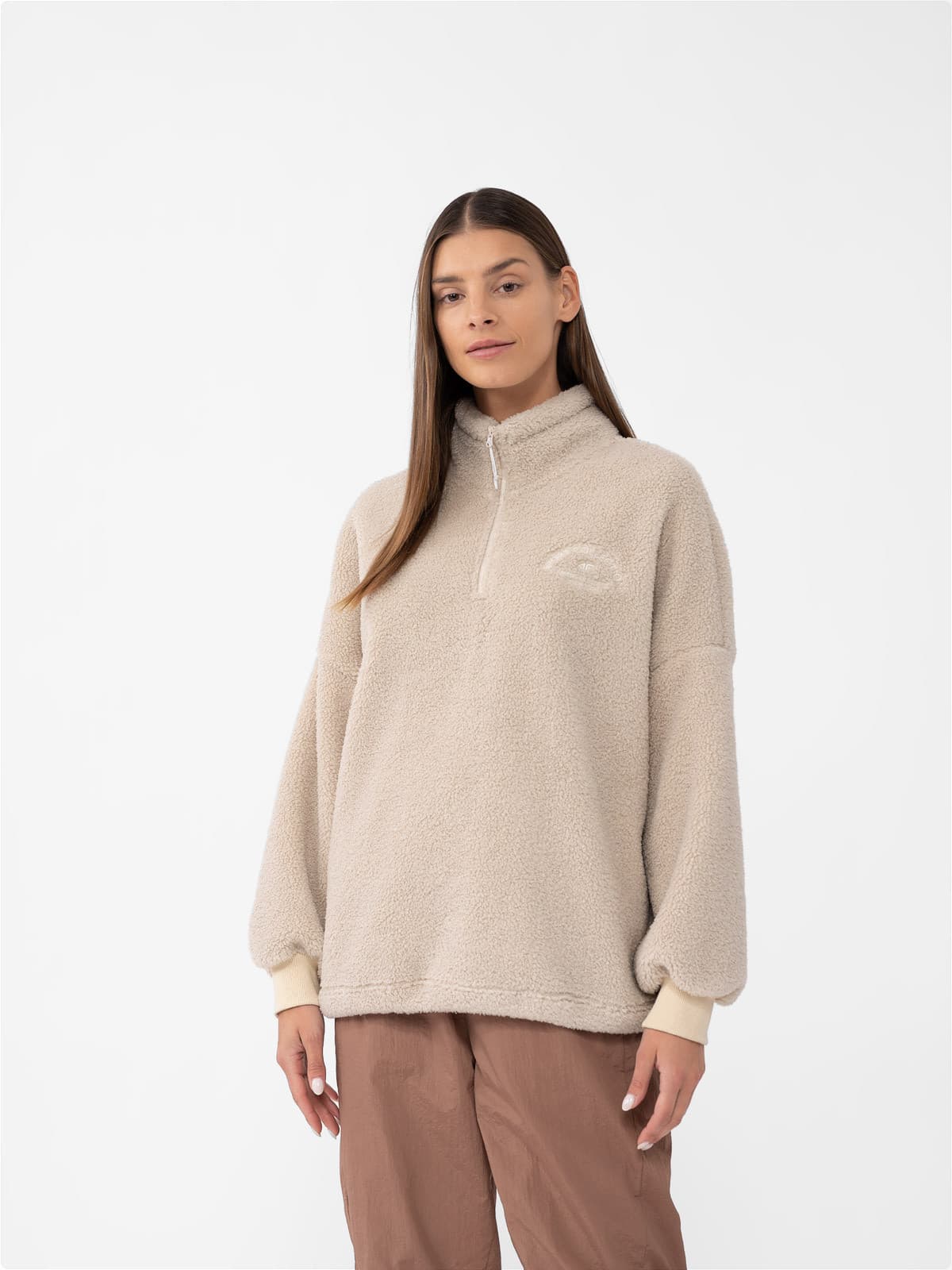 4F 4FAW23TFLEF140 BEIGE Dámská fleecová mikina US L 4FAW23TFLEF140 BEIGE - náhled 1